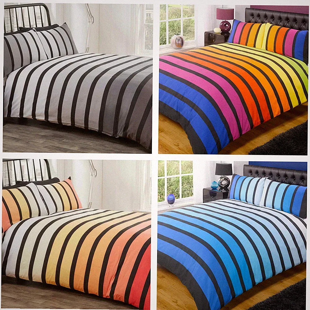 Kinder Teenager hell Soho gestreift Streifen Bettdecke Quilt Cover Bettwäsche Set, 4 x Farben