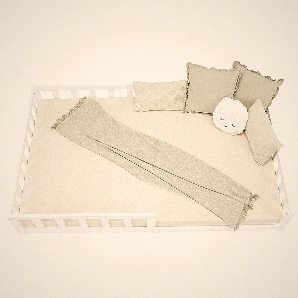 Kinderbett 120x200 Mädchen Junge Rausfallschutz Bodenbett Holz Weiß Homestyle4u