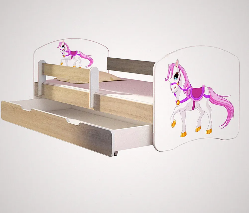 Kinderbett 160x80 Jugendbett mit Matratze Lattenrost Schublade Babybett Bett