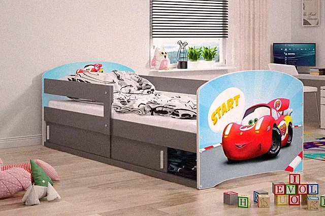 Kinderbett 160x80 Juniorbett Leo Kinderzimmer Grau Cars Autos Mcqueen 20