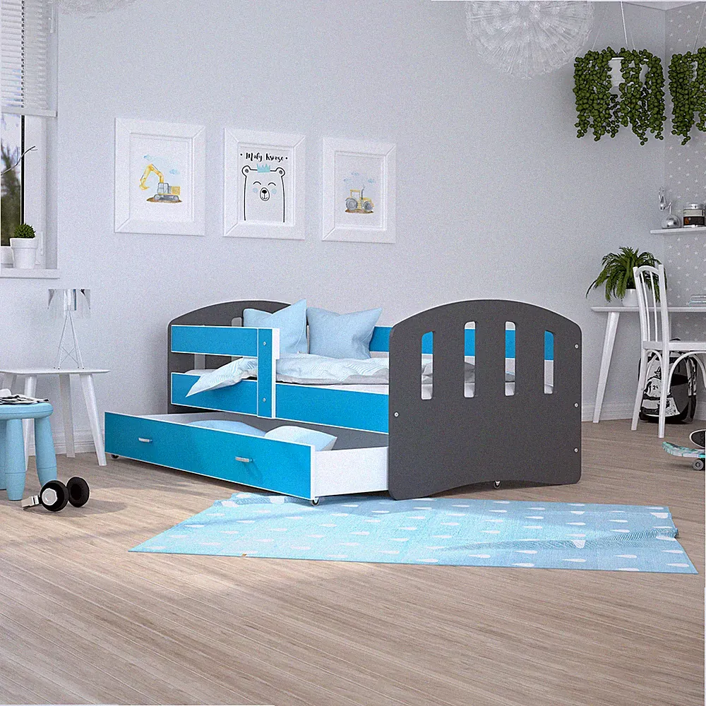 Kinderbett 80x140-180 HAPPY Bett mit Schublade Matratze Lattenrost Farbauswahl