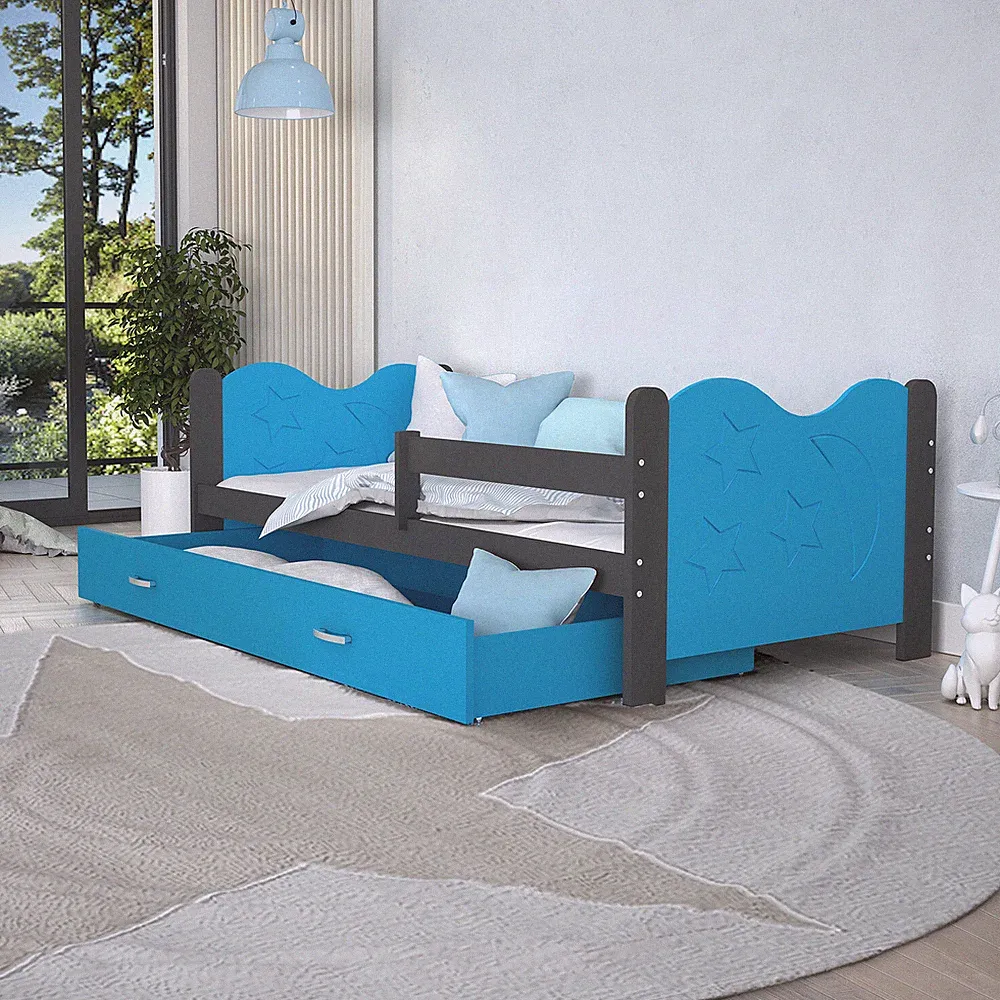 Kinderbett 80x160 cm Bett mit Lattenrost Matratze Bettkasten MICKI Farbauswahl