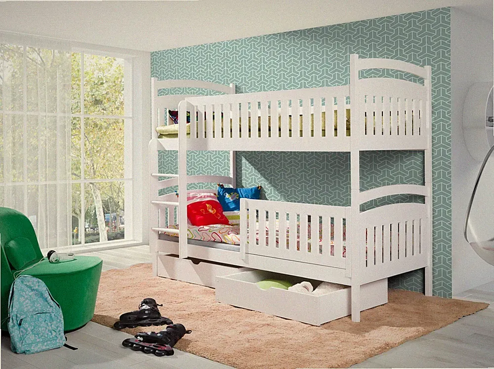 Kinderbett Etagenbett Hochbett Kinder Bett Holz 2 Betten Stockbett 90x200 Weiss