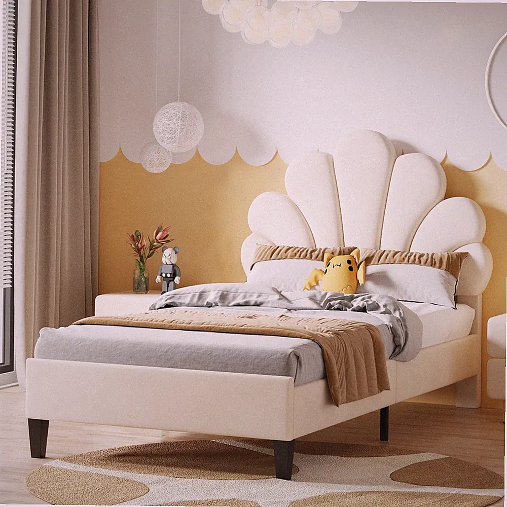 Kinderbett 90x200 Polsterbett Samt Einzelbett Jugendbett Bettgestell Lattenrost