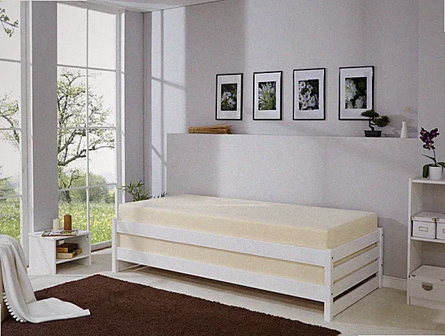 Kinderbett 90x200 Stapelliege Doppelbett für Kinder Massivholz Kiefer Weiß