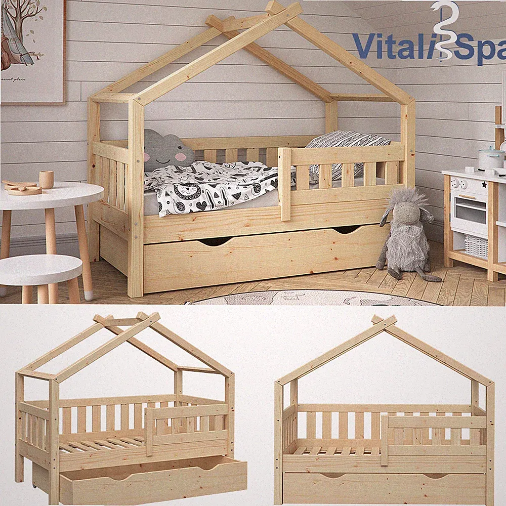 Kinderbett Babybett Jugendbett mit Schublade Lattenrost Design 140x70 VitaliSpa