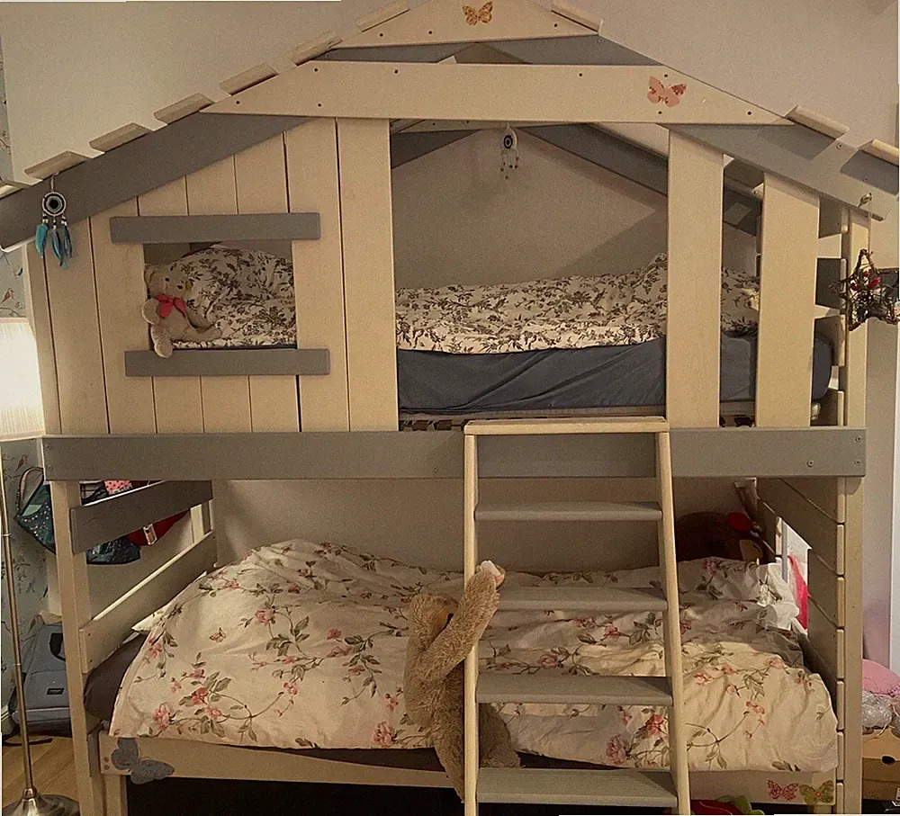 Kinderbett Etagenbett Hochbett Spielbett Massiv Stockbett 90 x 200 cm - Weiß