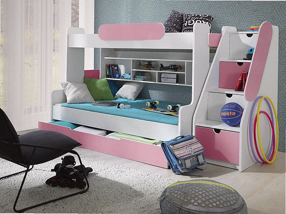 Kinderbett Etagenbett Stockbett Doppelbett Hochbett SEGANO weiß blau rosa grün16