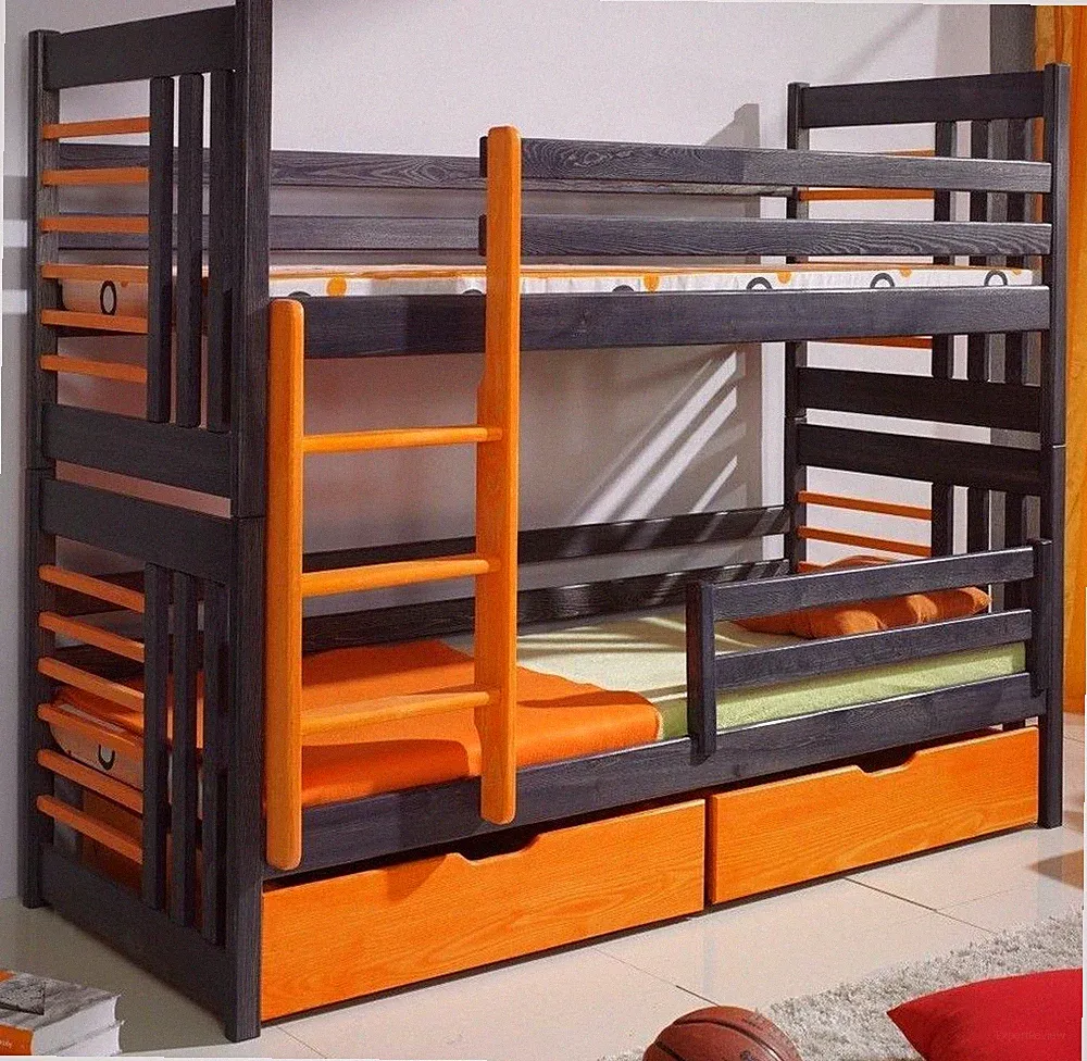 Kinderbett Etagenbett Stockbett Doppelbett Rollo Hochbett aus Holz Kiefer 16