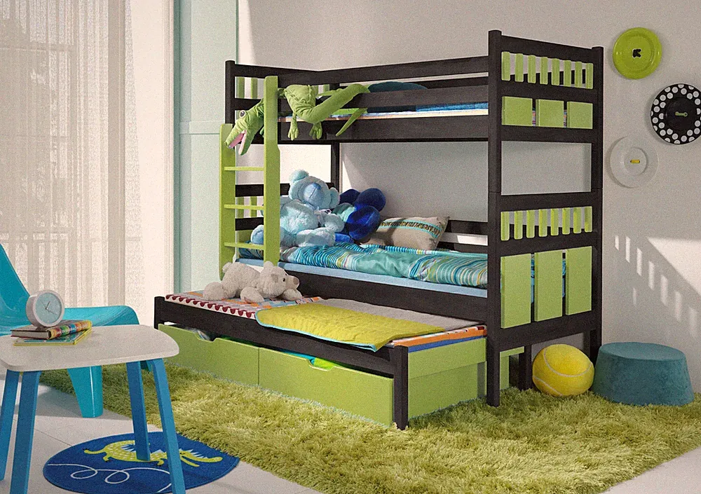 Kinderbett Etagenbett Stockbett für drei Kinder Maxi Hochbett aus Holz Kiefer 16