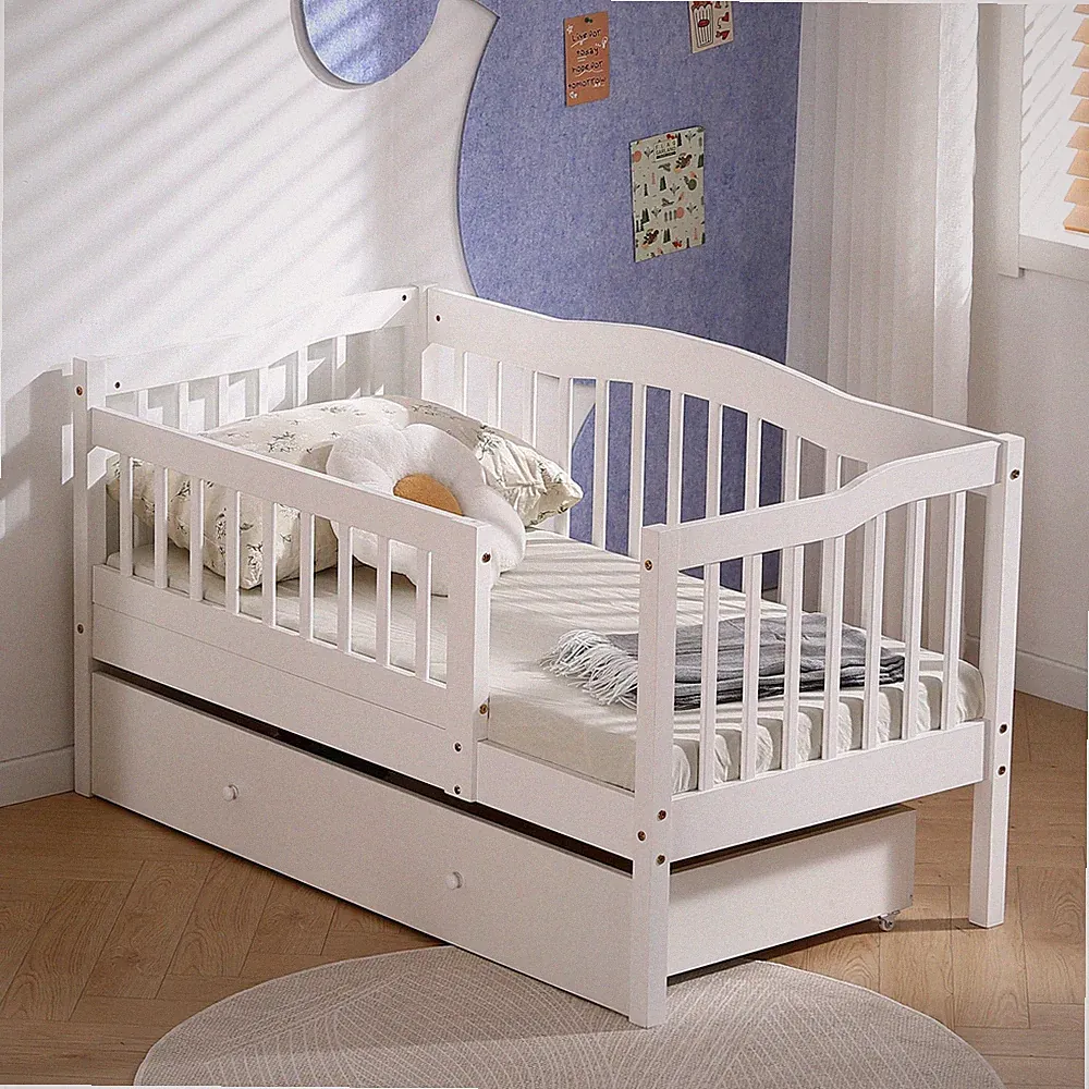 Kinderbett Juniorbett 140x70 Weiß Madchen und Junge mit Lattenrost und Schublade
