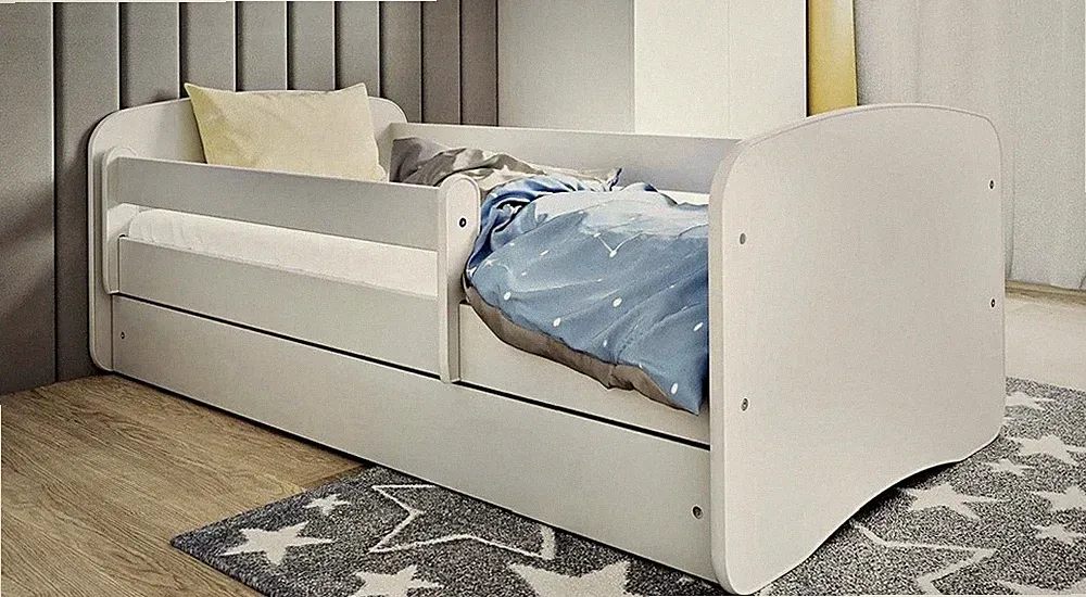 Kinderbett/Juniorbett Holz Weiß 80x180 cm mit Lattenrost & 1 Schublade