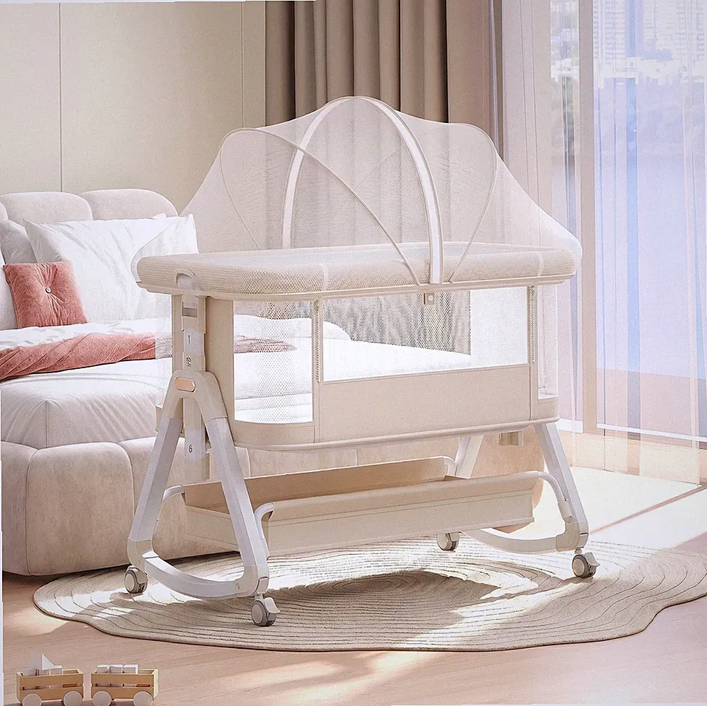 Kinderbett Kinderbett mit Rollen Beistellbett Zustellbett Matratze Laufstall