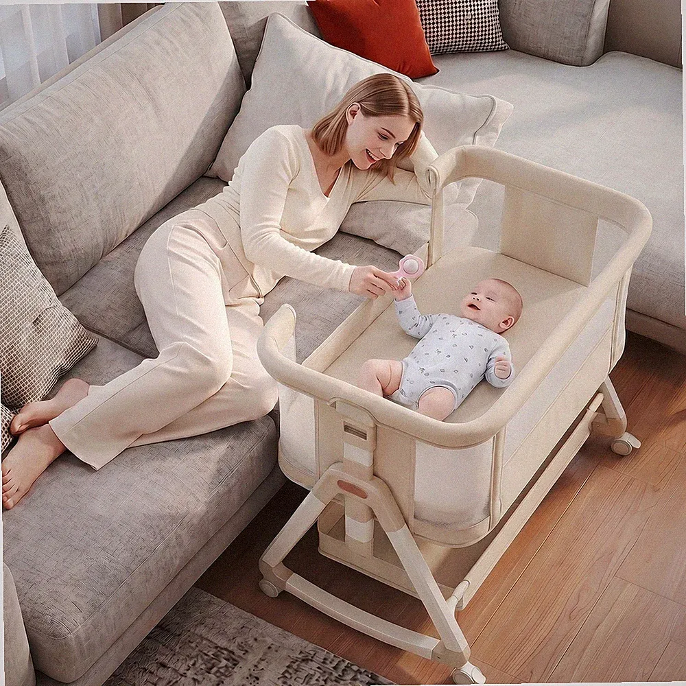 Kinderbett Kinderbett mit Rollen Beistellbett Zustellbett Matratze Laufstall
