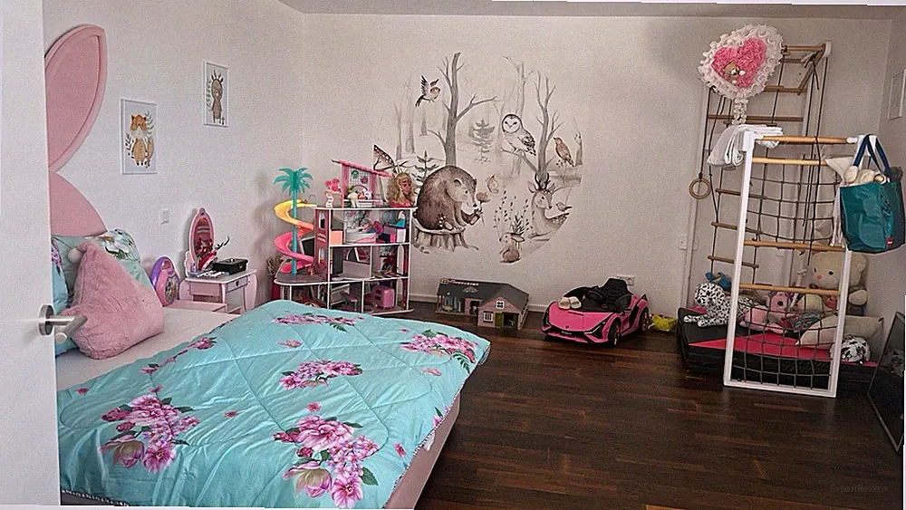 Kinderbett Metall weiß Einzelbett mit Lattenrost, Blumen-Design rechteckig