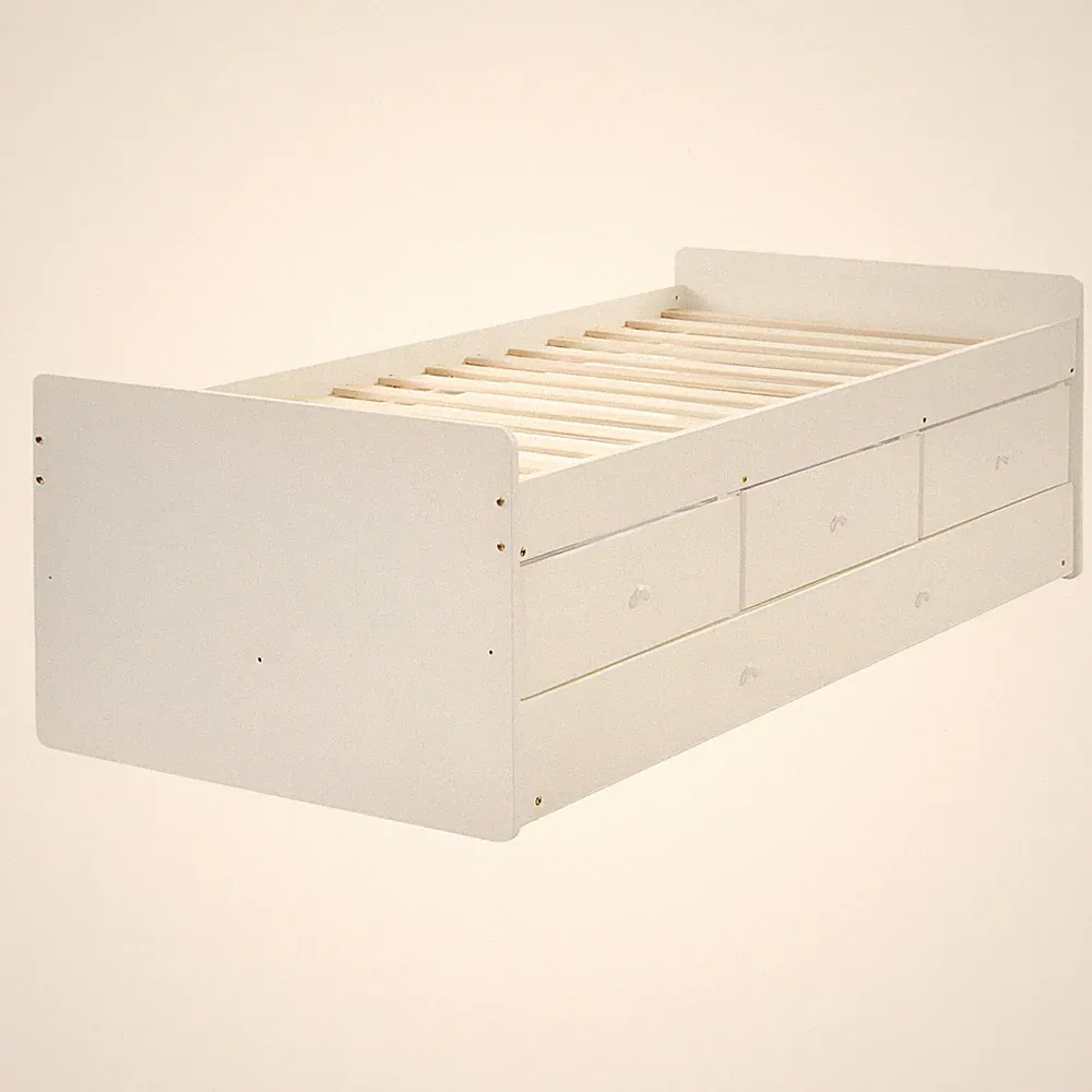 Kinderbett mit Ausziehbett und Stauraum 90×190 cm Tagesbett (ohne Matratze) weiß