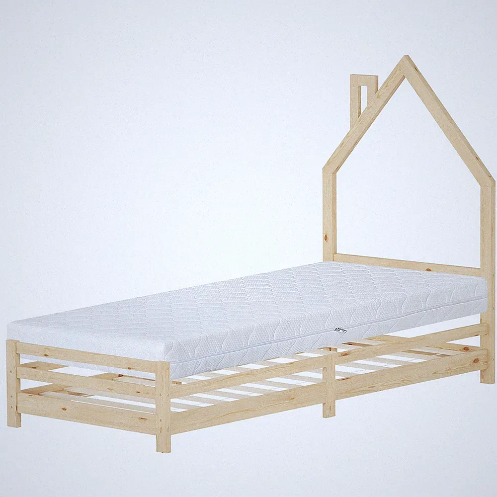 Kinderbett mit Matratze Jugendbett Einzelbett Kiefernholz Lattenrost 90 x 200 cm