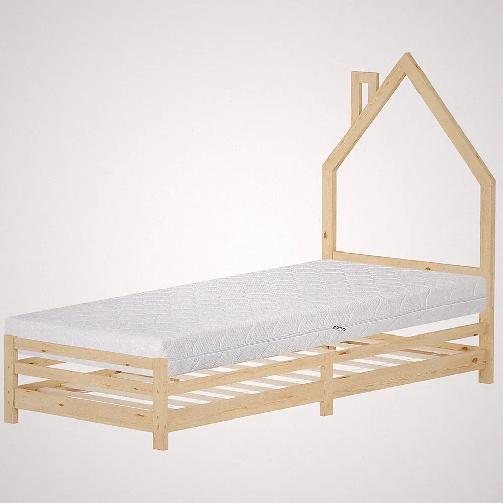 Kinderbett mit Matratze Jugendbett Einzelbett Kiefernholz Lattenrost 90 x 200 cm