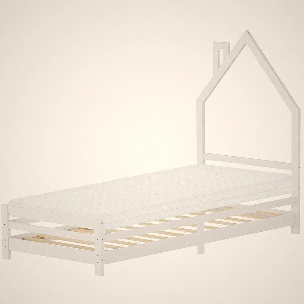 Kinderbett mit Matratze Jugendbett Einzelbett Lattenrost Kiefernholz 90 x 200 cm