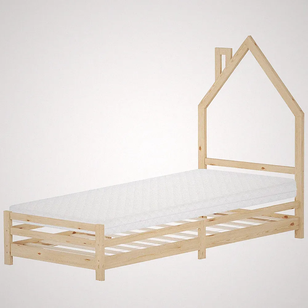 Kinderbett mit Matratze Jugendbett Kiefernholz Einzelbett Lattenrost 90 x 200 cm