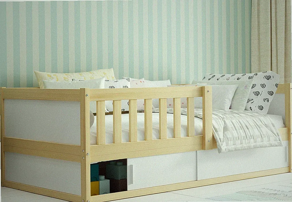 Kinderbett Montessori Einzelbett 160x80cm Bodenbett Kiefernholz Naturholz