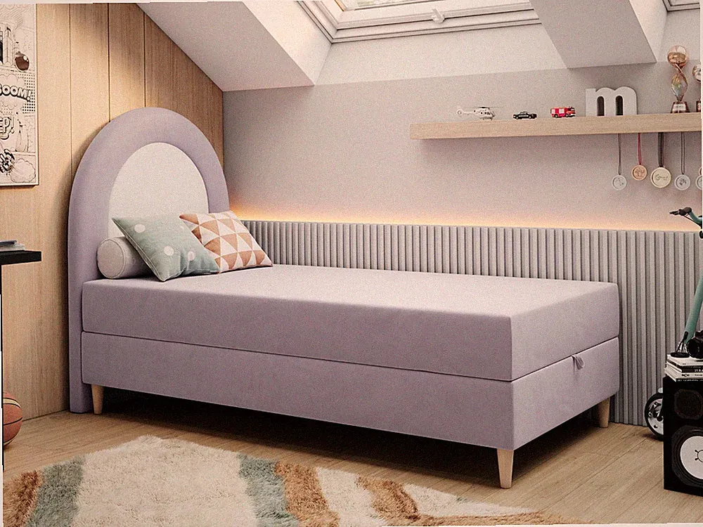 Kinderbett NEST 90 cm, Boxspringbett mit Bettkasten und Topper, Einzelbett