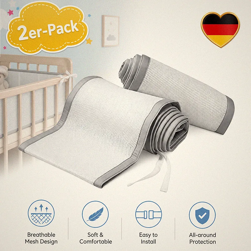 Kinderbett Schutzpolster BABY Bettgitter 2 Stück Atmungsaktive Mesh 340+160cm