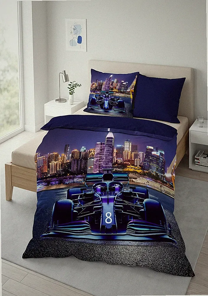 Kinderbettwäsche 100%Baumwolle Renforcé My Dreams Renn Auto OEKOTEX Motor Sports