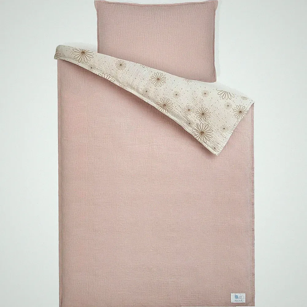 Kinderbettwäsche 100x135 Baumwolle Musselin Gänseblümchen