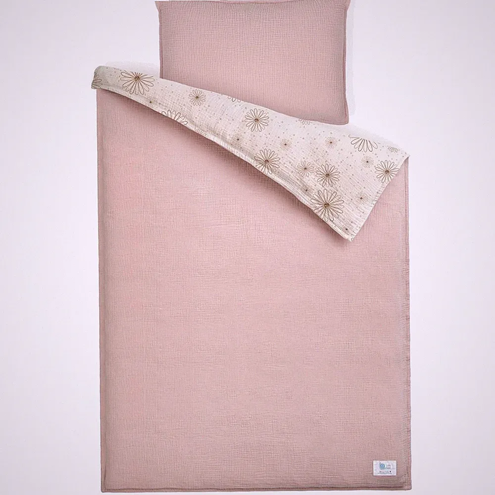 Kinderbettwäsche Musselin 100x135 Baby Bettwäsche Set Baumwolle Gänseblümchen