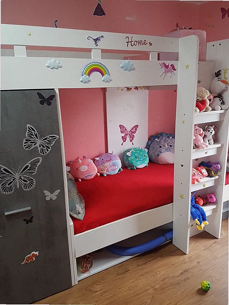 kinderhochbett mit schrank