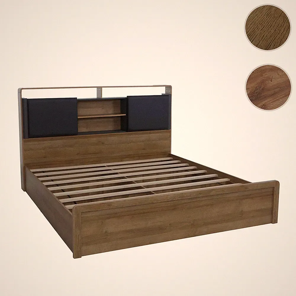 King Size Bett HWC-P43, Doppelbett mit Lattenrost, MDF 180x200cm