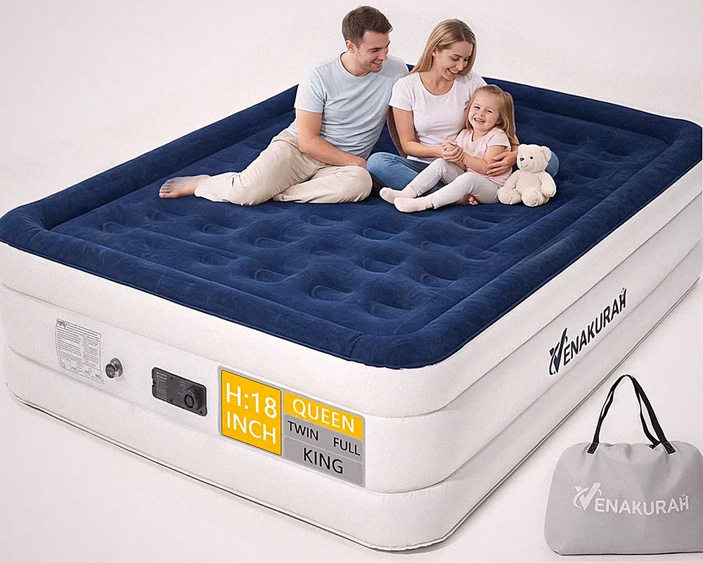King Size Luftbett, aufblasbare Matratze, Luftbett mit King (203x152x46 cm)