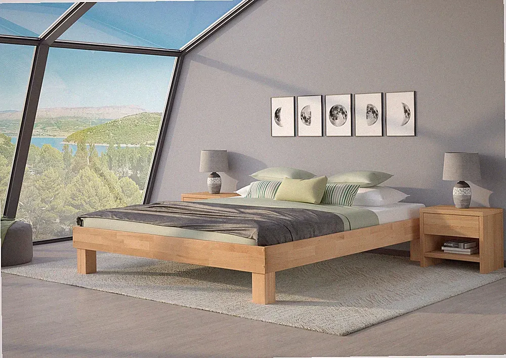 Kingsize Doppelbett 200x200 Buche geölt Holzbett wählbarem Zubehör Gästebett