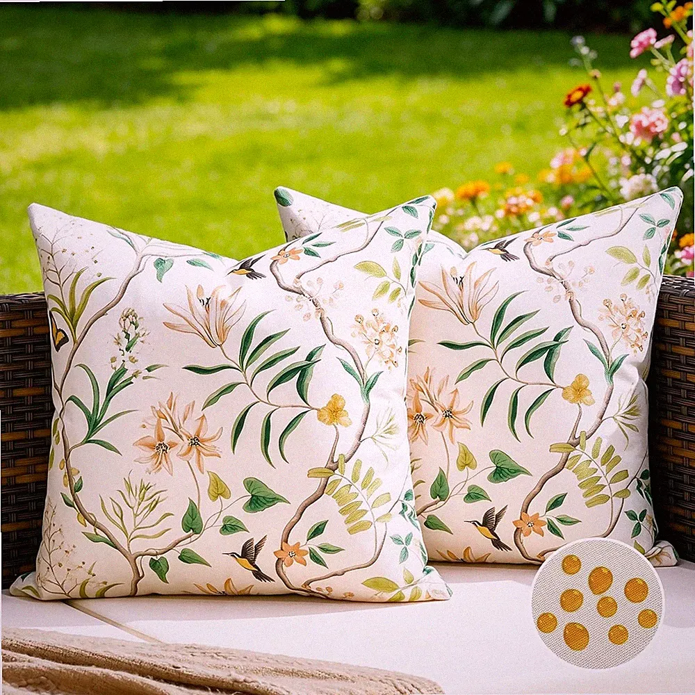 Kissenbezüge 40x40 Wasserdicht Outdoor Kissenhülle Anlage Vogel Schmetterling Bl