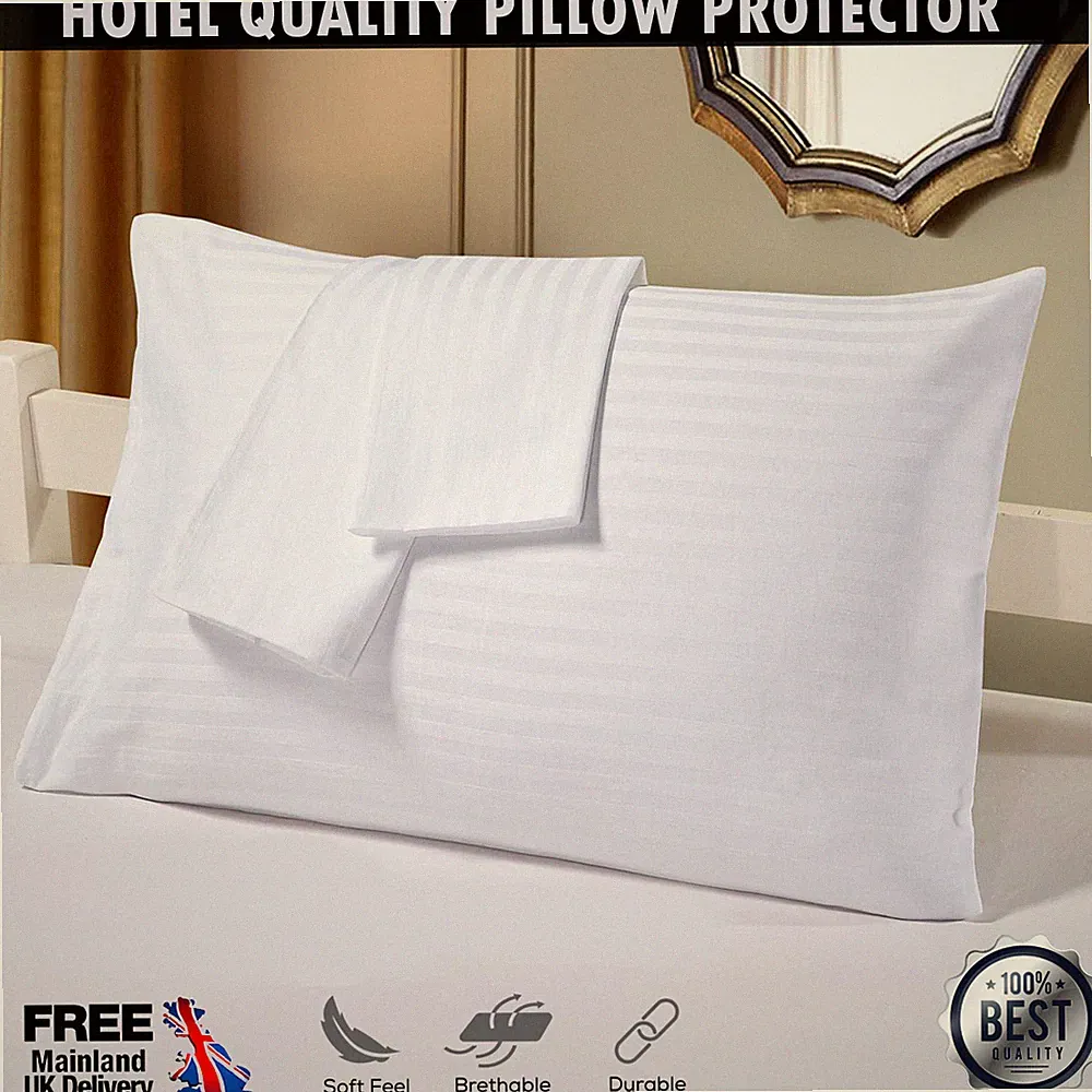 Kissenbezug Hotelqualität 300 Fadenzahl Satin Streifen weiß Poly Baumwolle 70 x 50 cm
