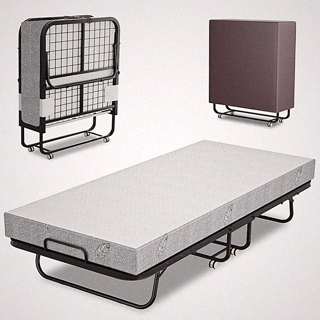 Klappbett Gästebett Räder Faltbett mit Matratze Grau Platzsparend Einzelbett