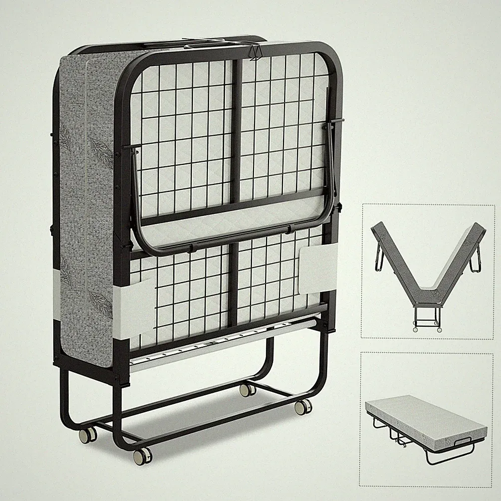 Klappbett Räder Gästebett mit Matratze Matratze 90x200cm Gästeliege Klappbar