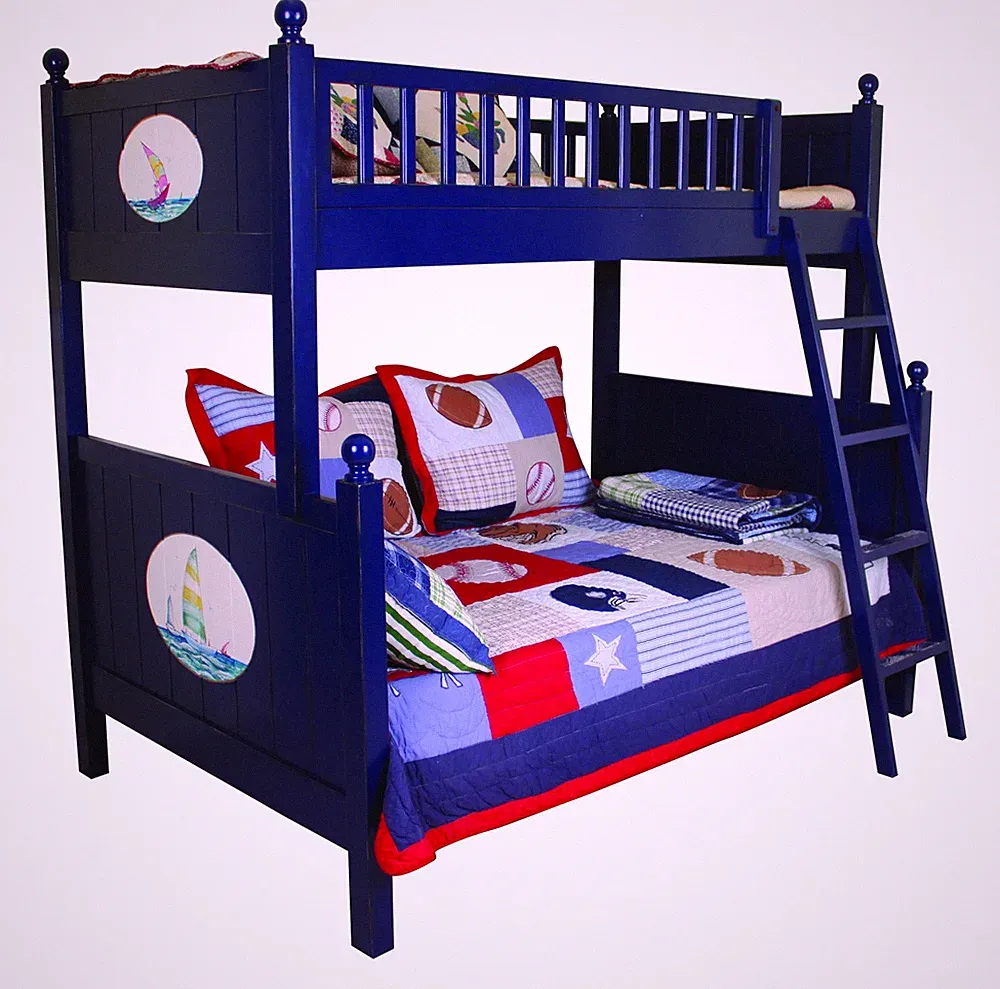 Klassisches Kinderbett Etagenbett Blau Hochbett Spielbett Kindeerbett Stockbett