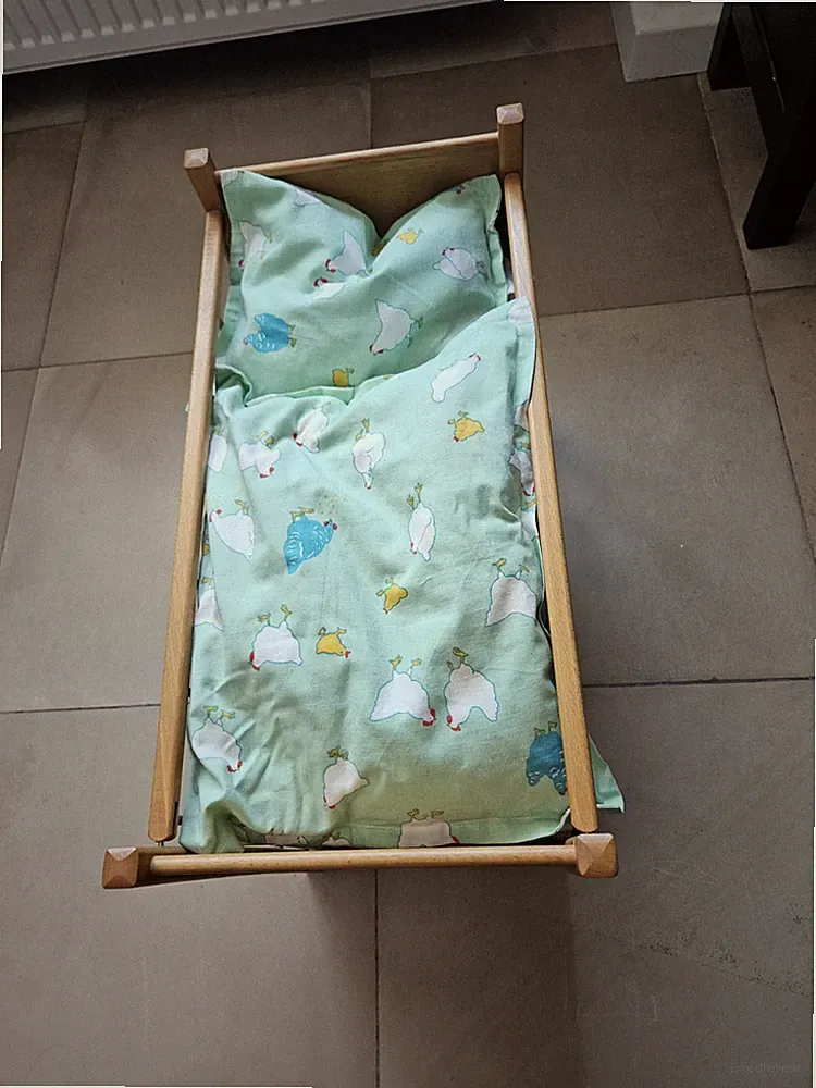 Klassisches Puppen-Stockbett aus Holz inkl. Bettzeug / Etagenbett Buche Vintage