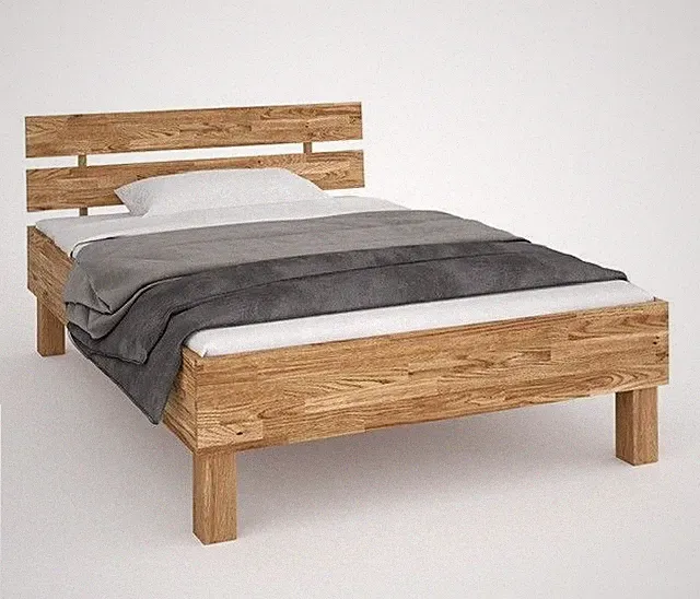 Komforbett Jasper Bett 140x200cm Wildeiche Massiv geölt Holzbett Futonbett Elfo