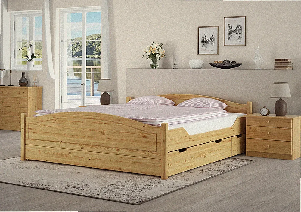 Komfortables Doppelbett Futonbett Gästebett 180x200 Kiefer massiv natur
