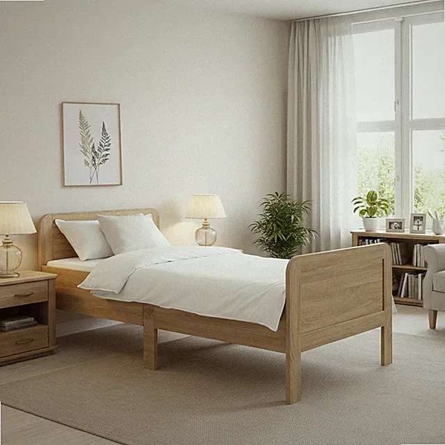 Komfortbett 100x200 cm Seniorenbett Holzbett höhenverstellbar Eiche Homestyle4u