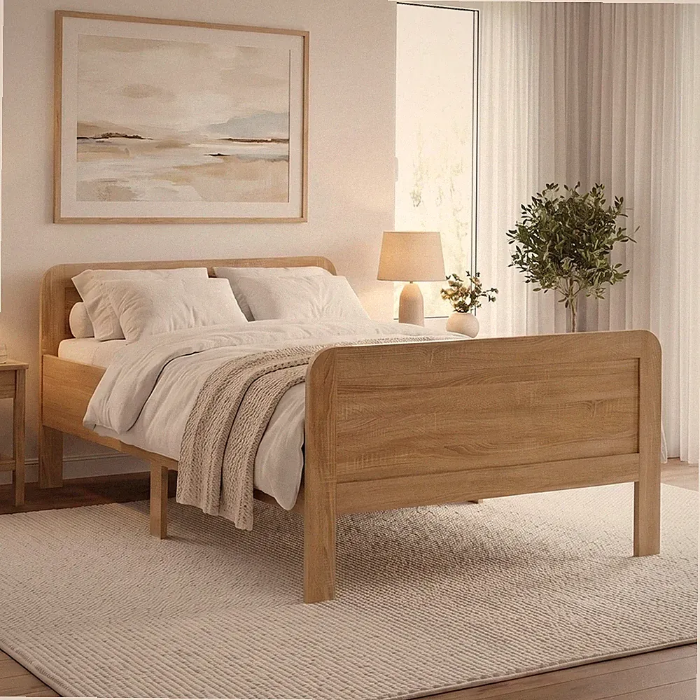 Komfortbett 120x200 cm Seniorenbett Holzbett höhenverstellbar Eiche Homestyle4u