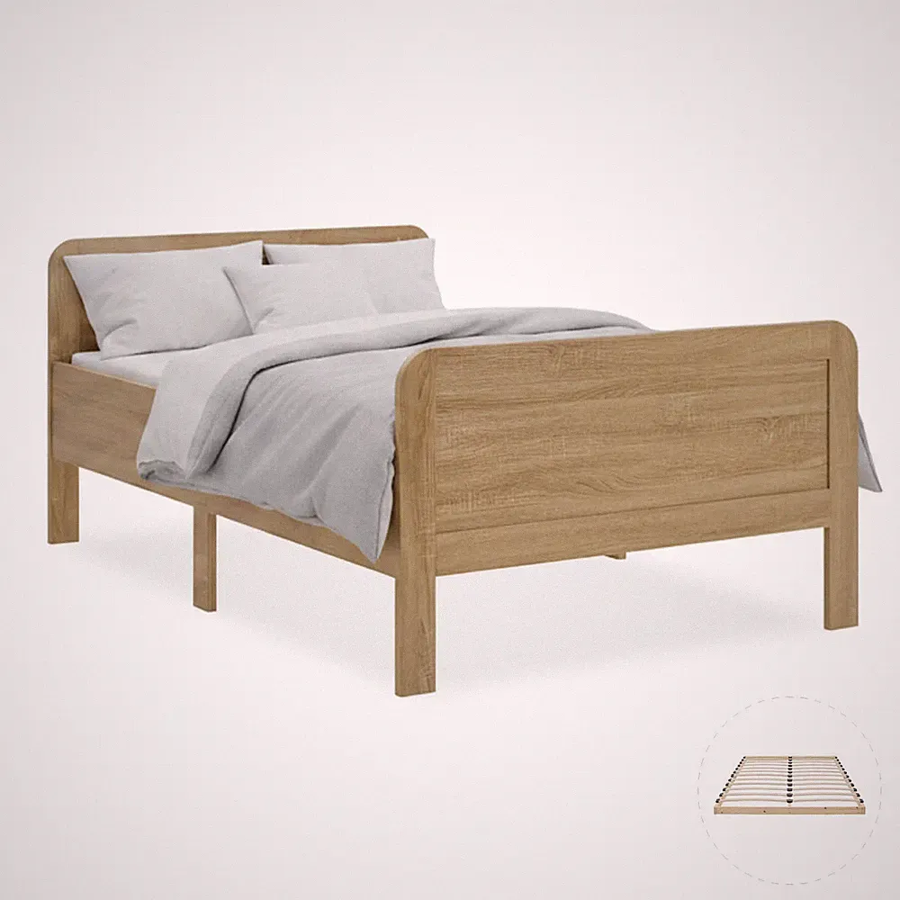 Komfortbett 120x200 cm Seniorenbett in Eichen-Optik inkl. Lattenrost Homestyle4u