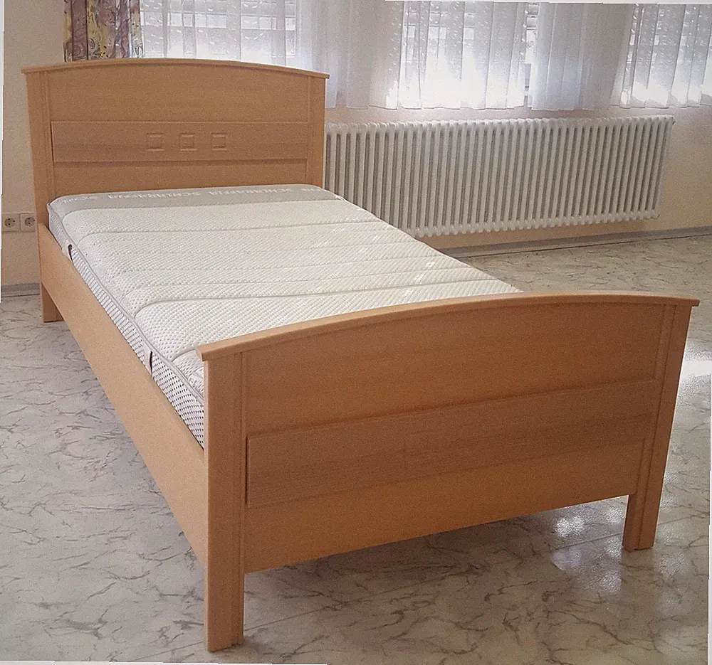 Komfortbett Einzelbett 100x200 cm Buche natur Dekor 3-fach höhenverstellbar