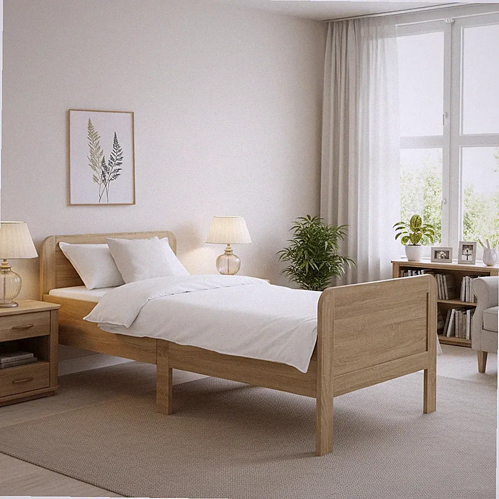 Komfortbett Seniorenbett 90x200 cm Einzelbett Bett Holz Massiv Eiche Homestyle4u