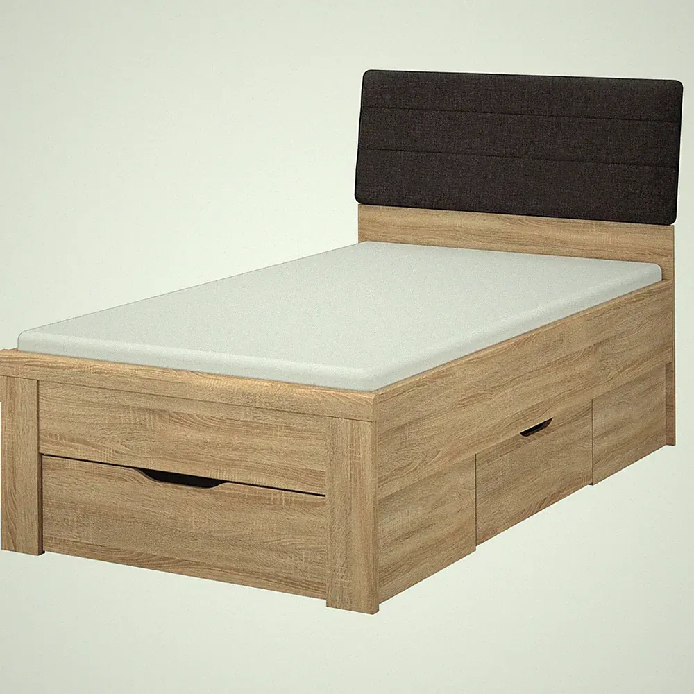 Komfortbett - Sonoma Eiche - 100x200 cm Bettgestell Gästebett