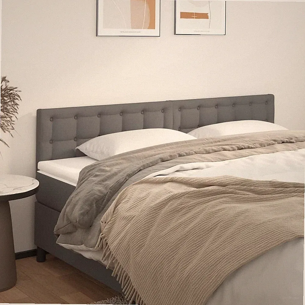 Kopfteil 200x5x78/88 cm Grau Massivholz Kunstleder höhenverstellbar Betthaupt