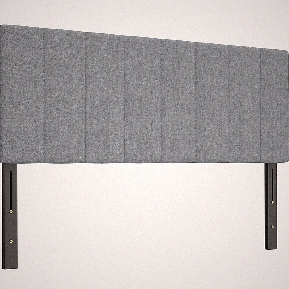 Kopfteil 3-fach höhenverstellbar Bettkopfteil mit Metallbeinen Leinenoptik Grau